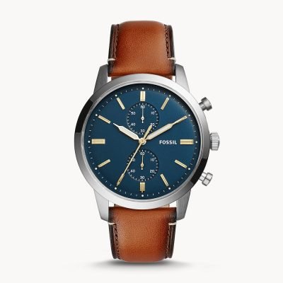 Fossil Men's Chronograph Townsman Light Brown Leather Strap Watch FS5279