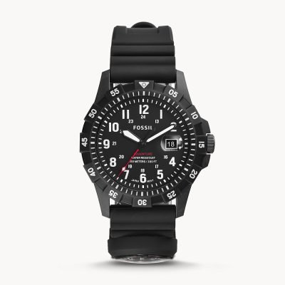 Fossil Men's FB-Adventure Three-Hand Date Black Silicone Watch FS5730