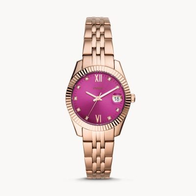 Fossil Women's Scarlette Mini Three-Hand Date Rose Gold-Tone Stainless Steel Watch ES4900