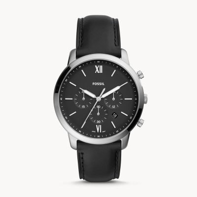 Fossil Men's Neutra Chronograph Black Leather Watch FS5452
