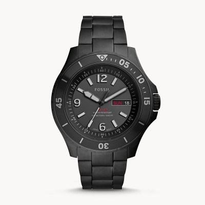 Fossil Men's FB-02 Three-Hand Date Black Stainless Steel Watch FS5688