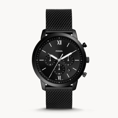 Fossil Men's Neutra Chronograph Black Stainless Steel Mesh Watch FS5707