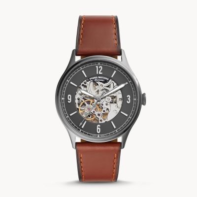 Fossil Men's Forrester Automatic Amber Leather Watch ME3178