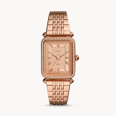 Fossil Women's Lyric Three-Hand Rose Gold-Tone Stainless Steel Watch ES4720