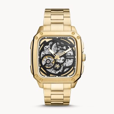 Fossil Men's Inscription Automatic Gold-Tone Stainless Steel Watch BQ2573