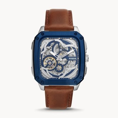 Fossil Men's Inscription Automatic Brown Leather Watch BQ2571