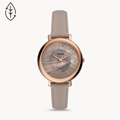 Fossil Women's Jacqueline Solar-Powered Gray Leather Watch ES5091