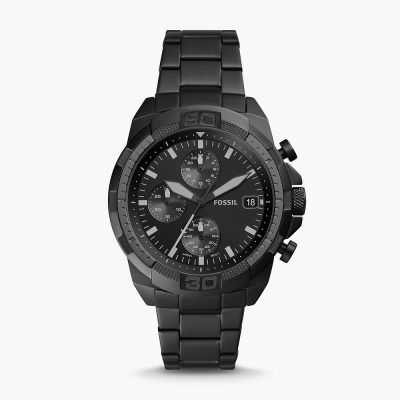 Fossil Men's Bronson Chronograph Black Stainless Steel Watch FS5853