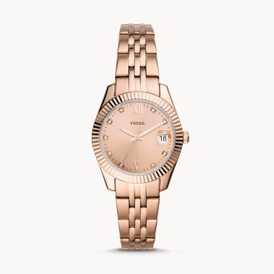 Fossil Women's Scarlette Mini Three-Hand Date Rose Gold-Tone Stainless Steel Watch ES4898