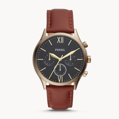 Fossil Men's Fenmore Multifunction Brown Leather Watch BQ2404