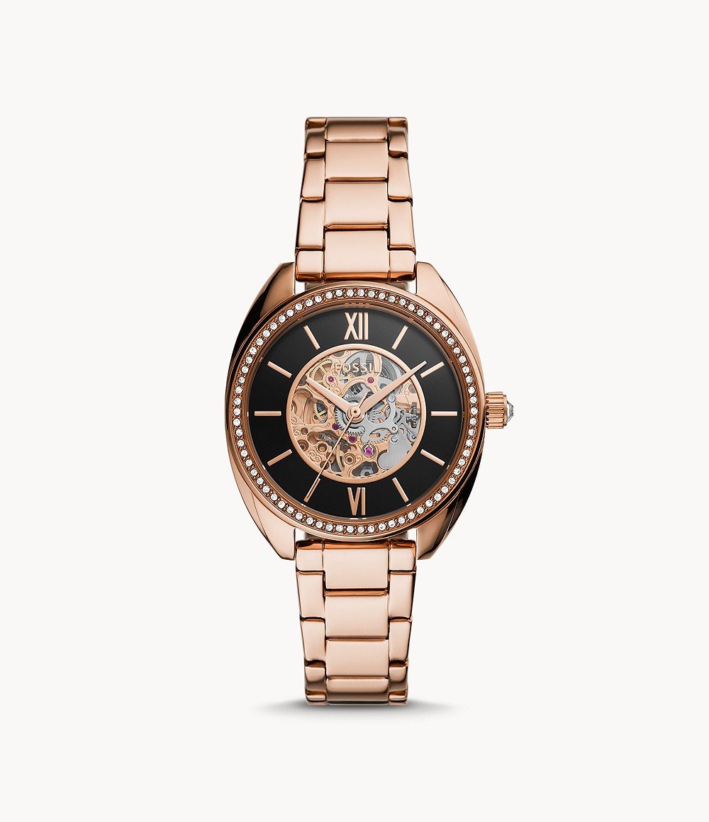 Fossil Women's Vale Automatic Rose Gold-Tone Stainless Steel Watch BQ3728