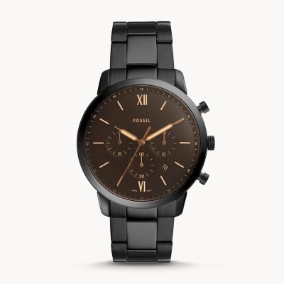 Fossil Men's Neutra Chronograph Black Stainless Steel Watch FS5525