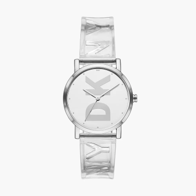 DKNY Women's Soho Three-Hand Clear Polyurethane Watch NY9206