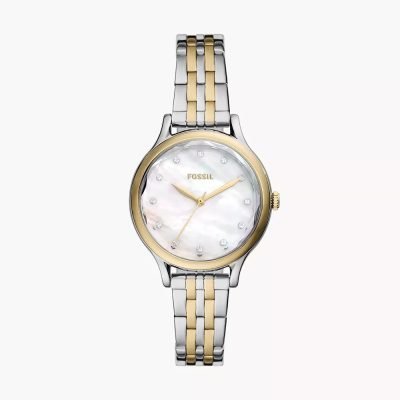Fossil Women's Laney Three-Hand Two-Tone Stainless Steel Watch BQ3864