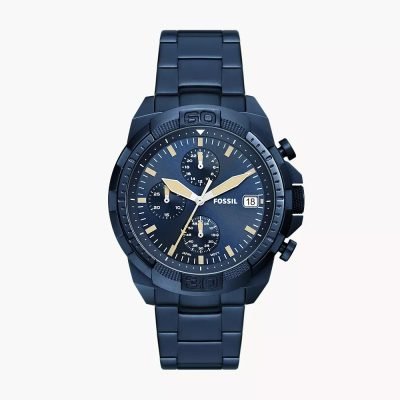 Fossil Men's Bronson Chronograph Navy Stainless Steel Watch FS5916