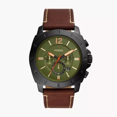 Fossil Men's Privateer Chronograph Dark Brown Leather Watch BQ2760