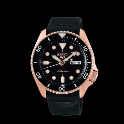 Seiko 5 Sports Men's Rose Gold & Black Automatic Watch- SRPD76K1