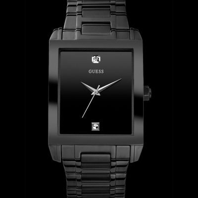 Guess Men's Black Stainless Steel Diamond Dial Watch u12557g1