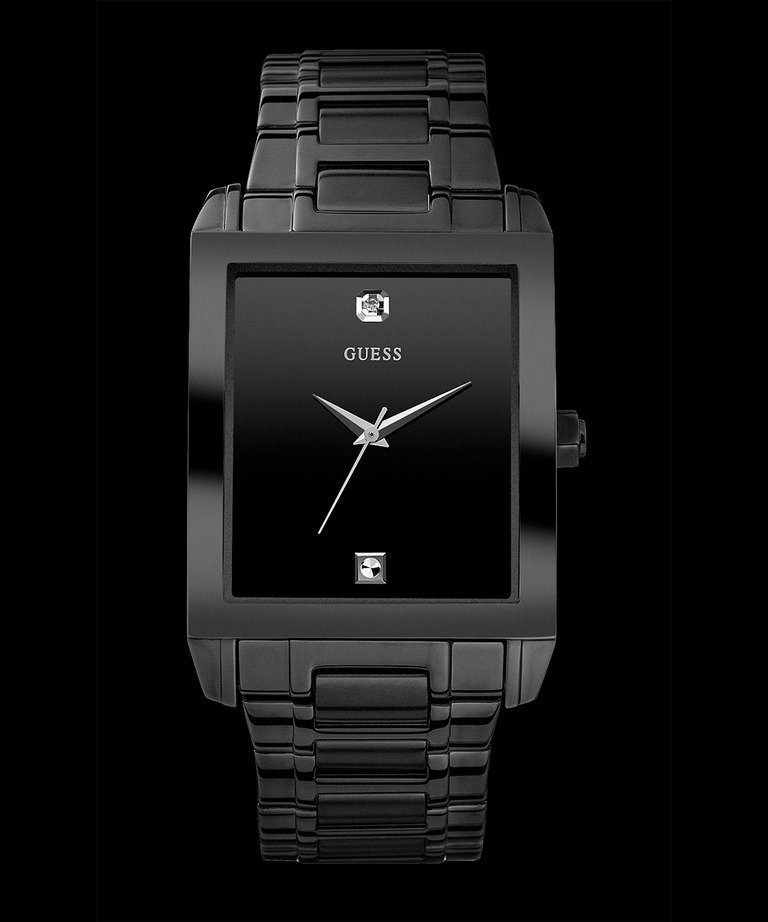 Guess Men's Black Stainless Steel Diamond Dial Watch u12557g1