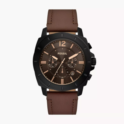 Fossil Men's Privateer Chronograph Brown Leather Watch BQ2820