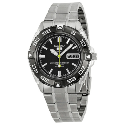 Seiko 5 Men's Black Dial Stainless Steel Automatic Watch SNZB23J1
