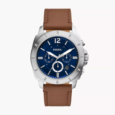 Fossil Men's Privateer Chronograph Brown Leather Watch BQ2819