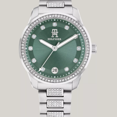 Tommy Hilfiger Women's T85 Green Dial Crystals Watch TW001880-390