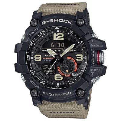 Casio Men's G-Shock Black Dial Tan Resin Strap Watch GG1000-1A5