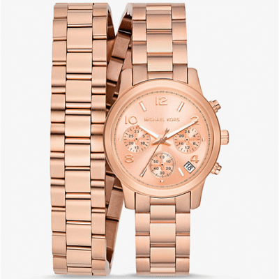 Michael Kors Women's Runway Chronograph Quartz Rose Gold Dial Ladies Watch MK7453