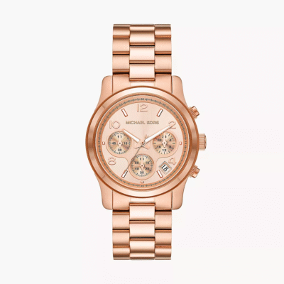 Michael Kors Women's Runway Chronograph Rose Gold-Tone Stainless Steel Watch MK7324