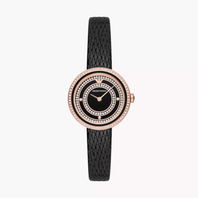 Emporio Armani Women's Black Embellished Analogue Watch AR11493