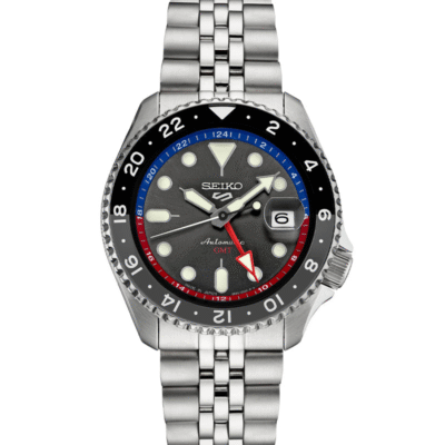 Seiko 5 Men's Sports SKX Style GMT Stainless Steel Grey Dial 24 Jewels Automatic 100M SSK019J1