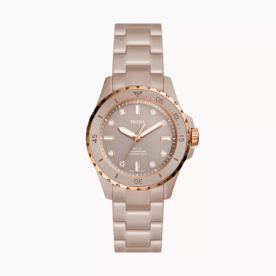 Fossil Women's Fb-01 Three-hand Salted Caramel Ceramic Watch CE1111