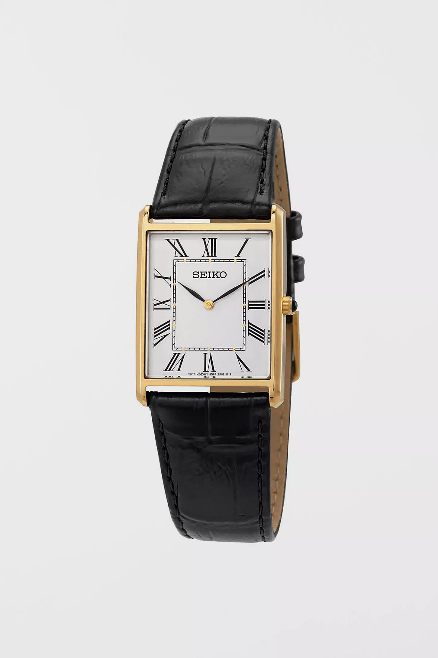 Seiko Men's Classic Thin Quartz Dress Watch with Goldtone Stainless Steel Case SWR052